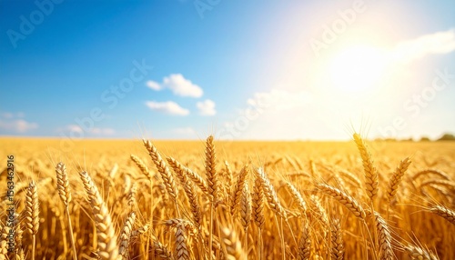 Minimal Golden Wheat Field with Soft Blue Sky