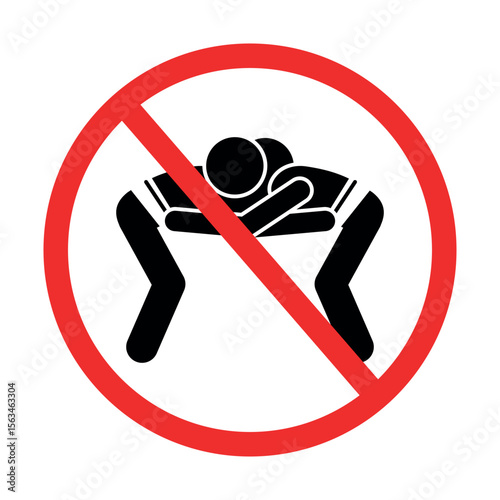 prohibition sign with two people wrestling, symbolizing no physical combat, ideal for safety or event regulation signage