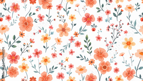 Beautiful floral seamless pattern wild herbs and flowers. Abstract flowers print. Modern pattern. Fashionable template for design