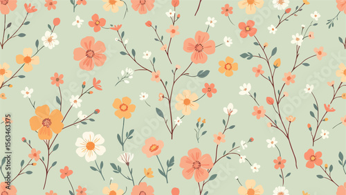 Wallpaper Mural Abstract flowers print.Seamless floral pattern Torontodigital.ca
