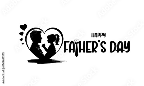 Happy Father's Day flat vector illustration, father and child joyful moment illustration