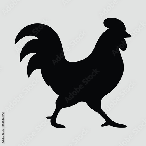 Silhouette rooster farm bird poultry animal outline design vector illustration