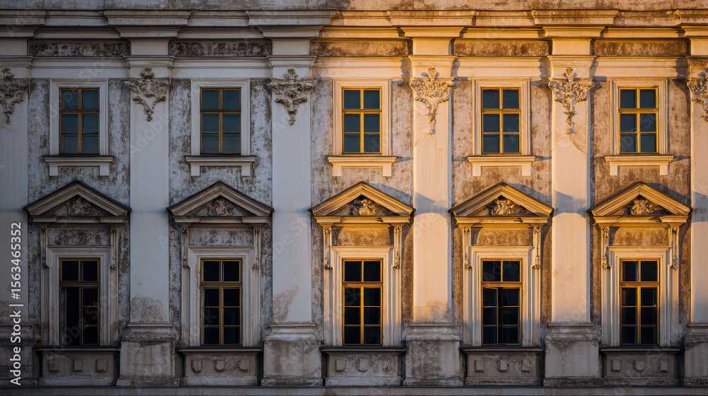 Fototapeta premium Historical Palace Facade Baroque Style Window Architecture
