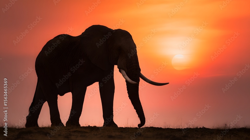 Fototapeta premium African elephant silhouette at sunset wildlife photography safari adventure travel image stock photo