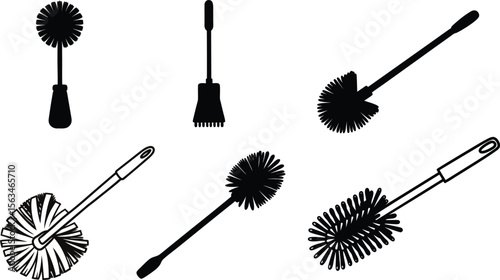 toilet brush vector illustration, black and white toilet brush silhouette.