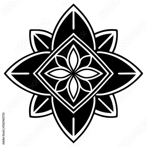 Geometric Line Art Alpona for Business Card Design
