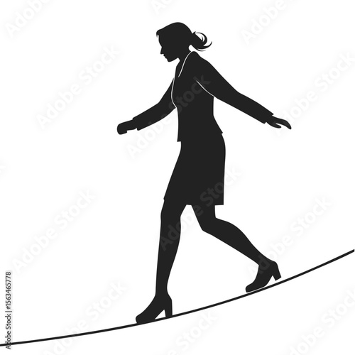 Businesswoman Balancing Act: Risk, Challenge, and Success