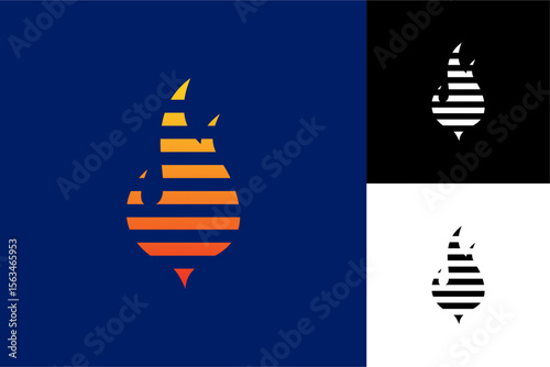 abstract fire line logo icon vector