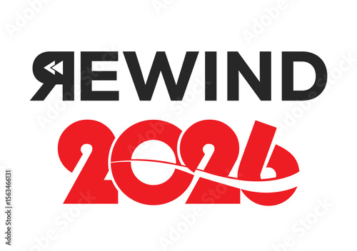 2026 year rewind isolated on black background. Creative design.