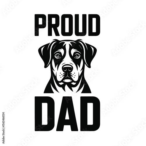 Proud dad with dog vector illustration showing a joyful man and his loyal canine companion
