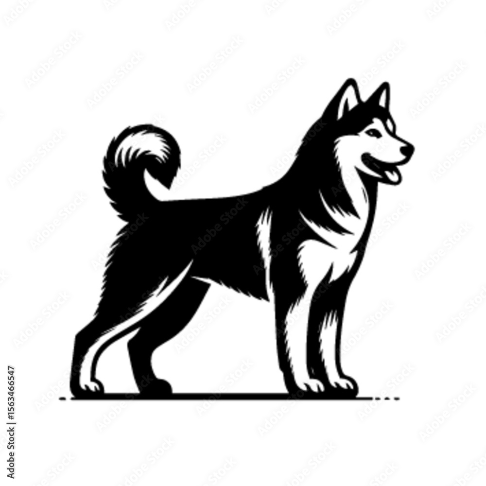 Naklejka premium Heroic Husky Dog Vector Illustration – Husky Dog 35