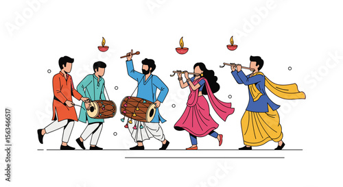 Vibrant Celebration of Indian Culture with Traditional Music and Dance During Festive Occasion