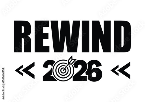 2026 year rewind isolated on black background. Creative design.