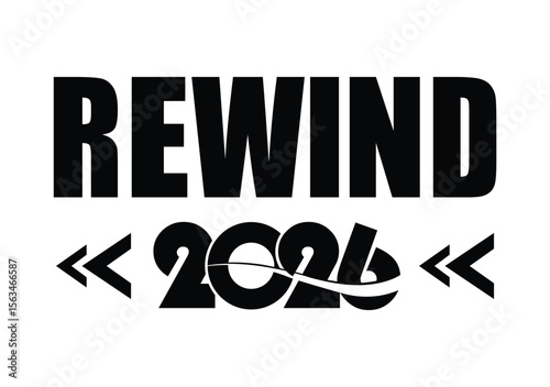 2026 year rewind isolated on black background. Creative design.