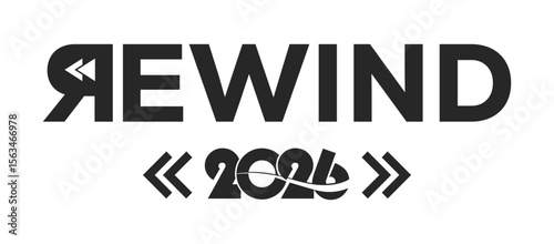 2026 year rewind isolated on black background. Creative design.