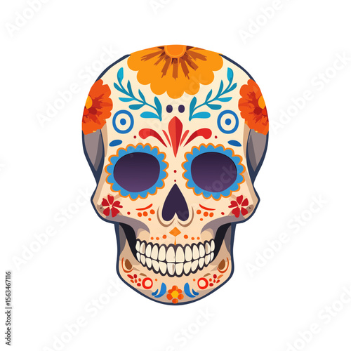 Day of the Dead Skull Icon Isolated on a Transparent Background