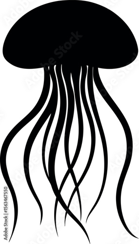Jellyfish Silhouette Floating Gracefully in Ocean Depths