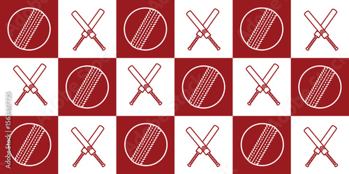 cricket sport background pattern. ball and bat.