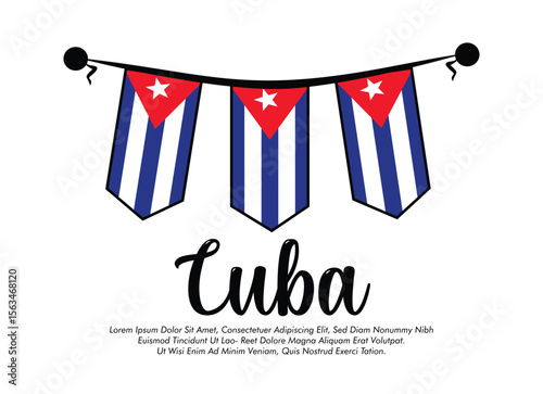 Vector Cuba flag banner Cuba flag Vector illustration design Cuba national day banner design 