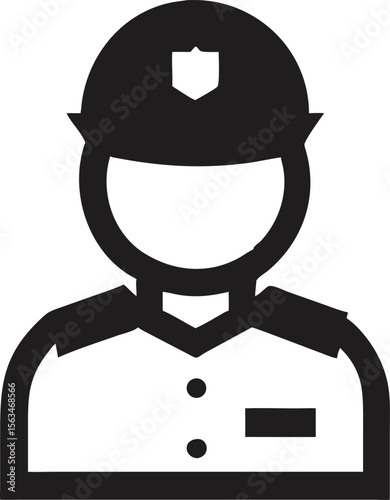 Silhouette of a traffic police officer directing traffic isolated on white background