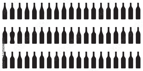 Endless Vineyard Delight A Captivating Array of Wine Bottle Silhouettes Arranged in a Neat and Organized Pattern