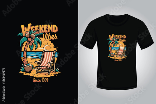 Summer t shirt design with T shirt Preview