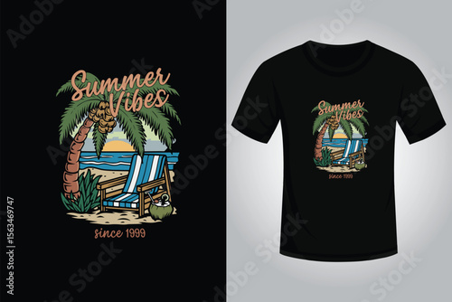 Summer t shirt design with T shirt Preview