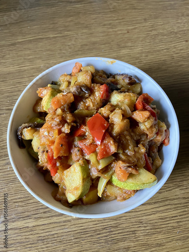 Delicious Georgian Ajapsandali: vibrant vegetable stew with eggplant