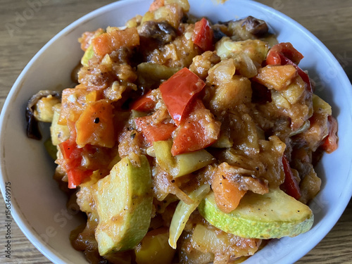 Delicious Georgian Ajapsandali: vibrant vegetable stew with eggplant