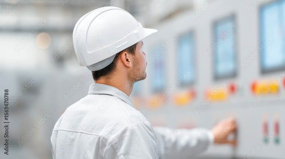 Dedicated Laborers in Their Professional Workplace Environment, Engineer monitoring control panel in industrial setting. Dedicated Laborers in Their Professional Workplace Environment, Engineer monitoring control panel in industrial setting.