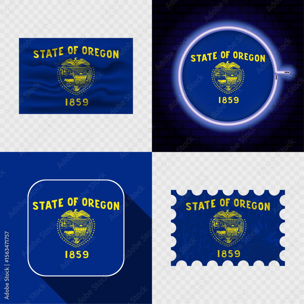 Obraz premium Creative the Oregon Flag Icon Set Collection.