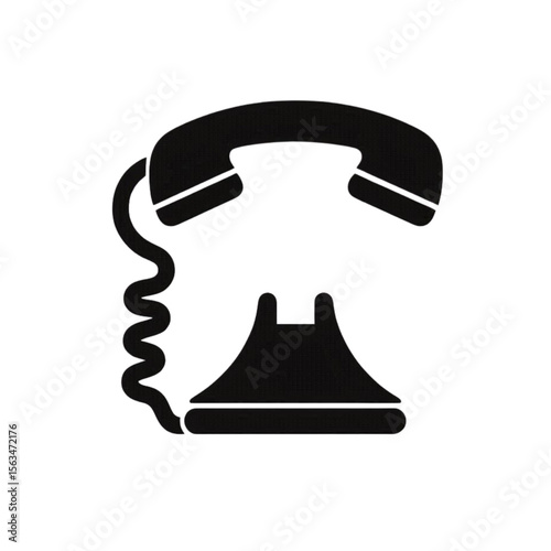 A classic telephone graphic in solid black offers a simple, iconic representation suitable for communication or retro design elements.