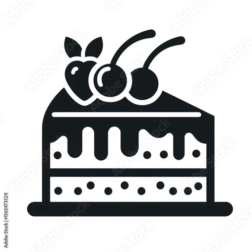 Delicious cake graphic with cherry toppings is perfect for dessert menus or bakery-related designs, ready for use.