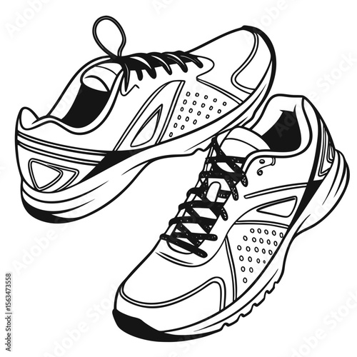 Black white athletic shoes with laces footwear sports shoes