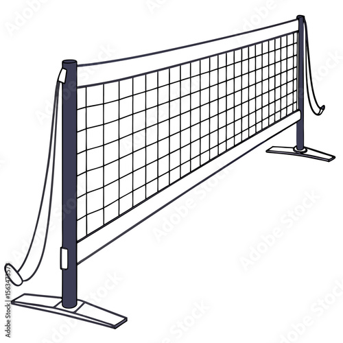 Dark blue pickleball net with tension straps on white background sports equipment outdoor game