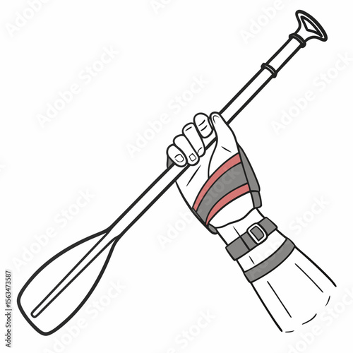 Hand holding paddle with wrist support wrist brace grip
