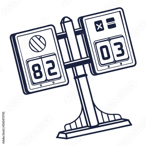 Pickleball scoreboard icon flat style isolated on white vector