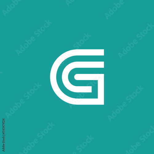 Geometric Mono Line Letter G GC CG logo design vector template