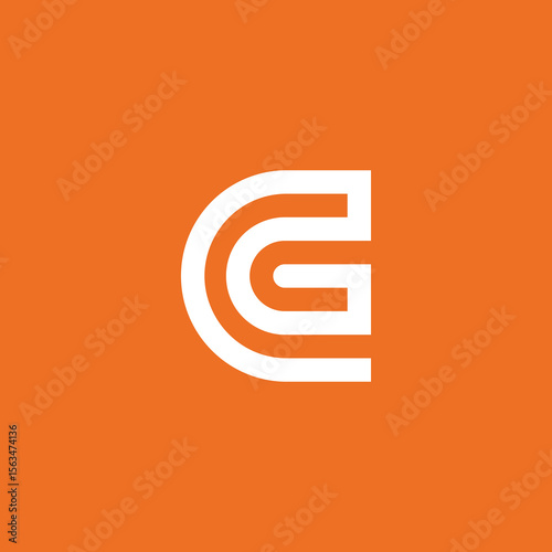 Geometric Mono Line Letter G GC CG logo design vector template