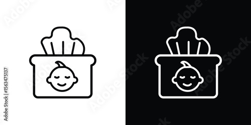 baby wipe icon Design concept. Black and white line icons
