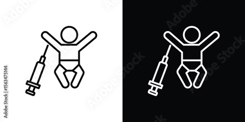 Baby Vaccination icon Design concept. Black and white line icons