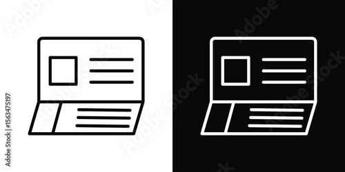 Bankbook icon Design concept. Black and white line icons