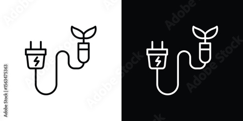 Biomass energy icon Design concept. Black and white line icons
