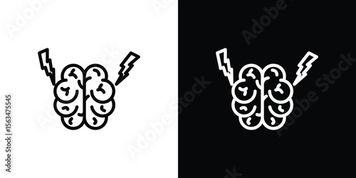 Brainstorm icon Design concept. Black and white line icons