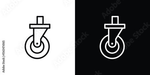 Cart trolley wheel icon Design concept. Black and white line icons