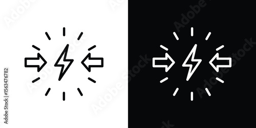 Conflict icon Design concept. Black and white line icons