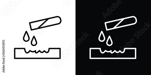Corrosive substance icon Design concept. Black and white line icons
