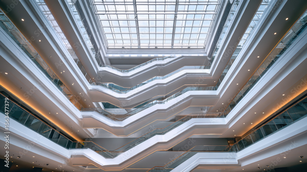 Obraz premium Bright and Spacious Atrium in a Modern Building