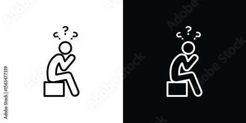 Depression icon Design concept. Black and white line icons