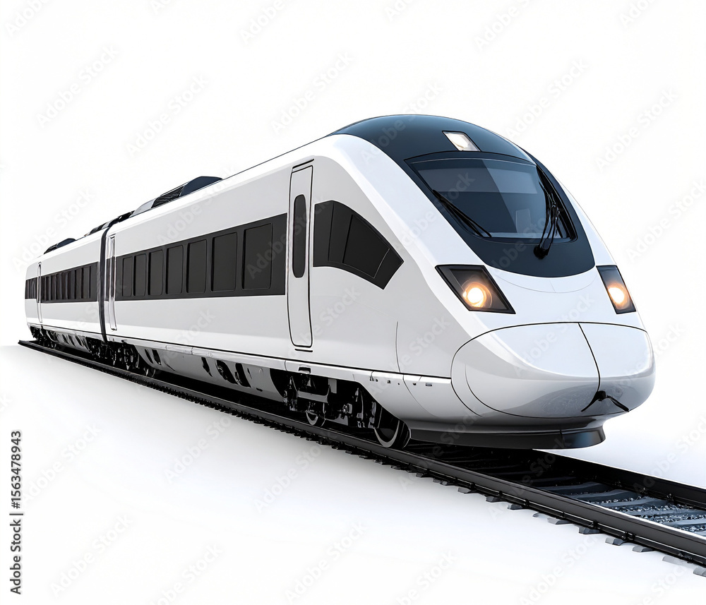 Fototapeta premium Modern Commute: Efficient Rail Travel on White